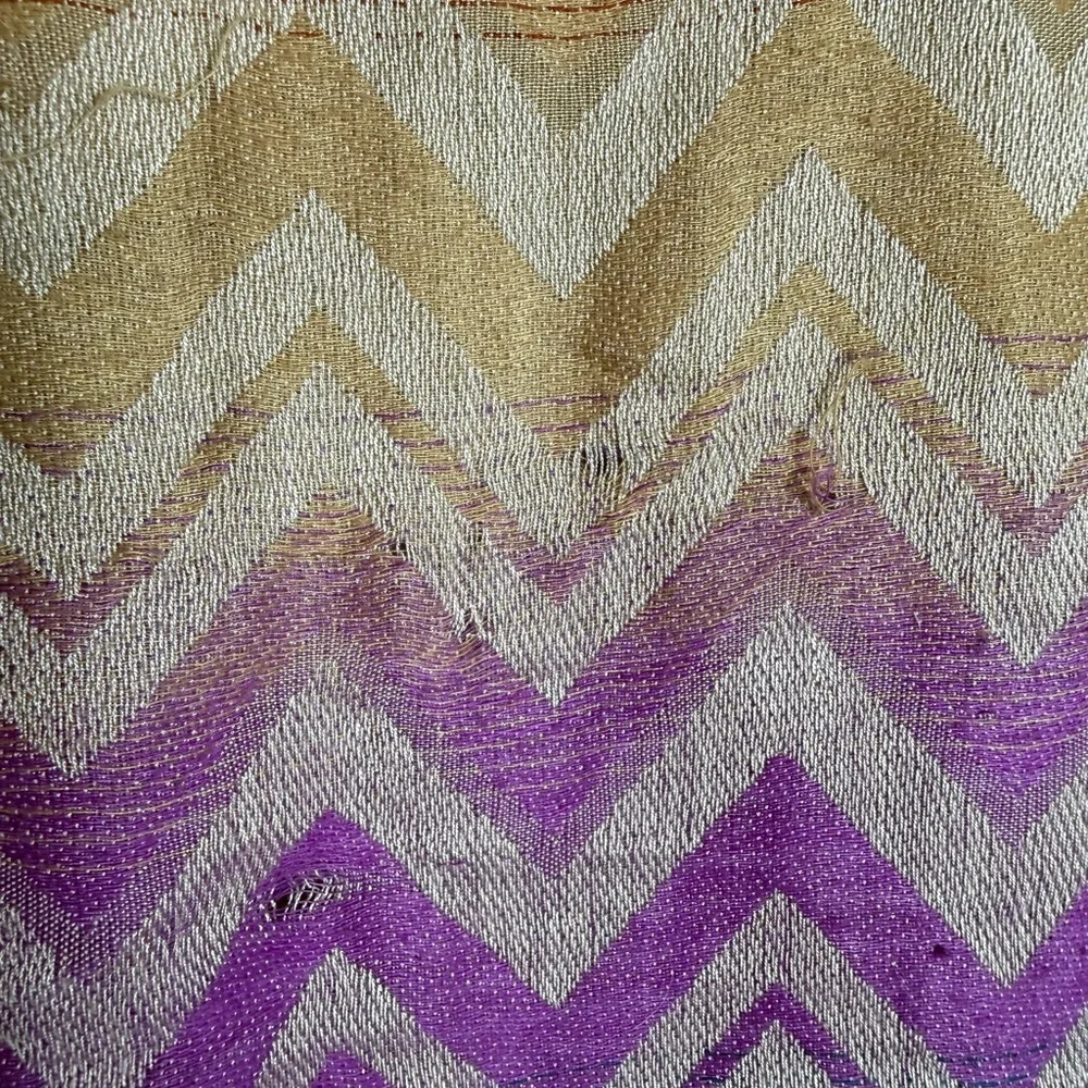 100% Pashmina Wool Scarf Pastel Zig Zag Pattern 27x68 *Flaw*
